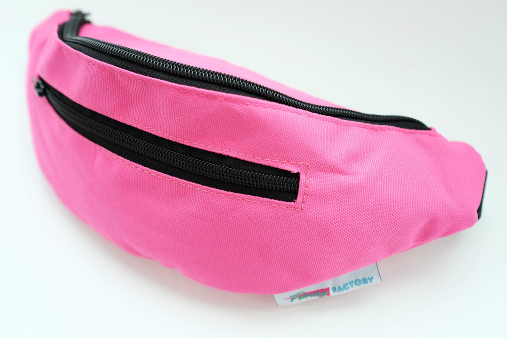 Pink Fanny Pack by Fanny Factory - water resistant with black zippers and a beautiful pink finish.